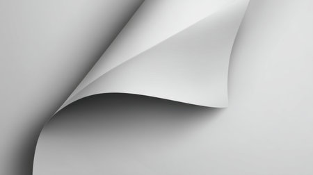 This image showcases a curled white paper corner against a smooth background, emphasizing elegance and minimalism, ideal for artistic and design projects.の素材