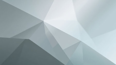 This abstract light gray background features triangular shapes and subtle gradients, perfect for modern design projects, websites, or print materials.の素材