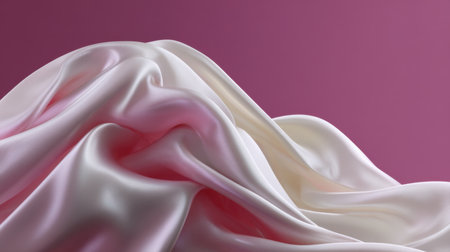 This captivating image features a soft silk fabric gracefully draped over a purple background. The gentle folds create a sense of elegance and luxury, perfect for design projects.の素材