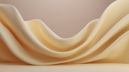This image features a soft and smooth textured fabric draped in gentle waves, showcasing subtle warm tones and creating an elegant backdrop for various design projects.の素材