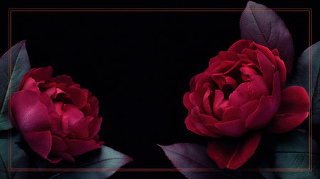 Captivating image of red roses beautifully arranged against a dark background, creating a striking contrast. Perfect for romantic themes and floral design projects.の素材
