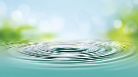 Tranquil image showcasing gentle water ripples, creating a calming natural background filled with soft light reflections and serene colors ideal for relaxation or meditation.の素材