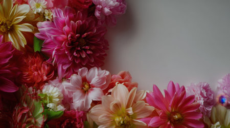 A stunning close-up of a vibrant floral arrangement featuring pink and white flowers, perfect for decorative purposes and creating a cheerful ambiance. Ideal for various uses.の素材