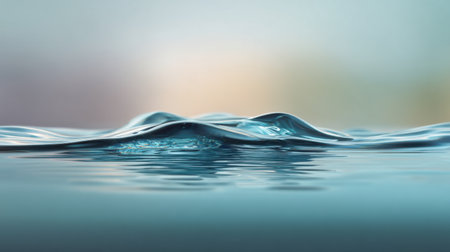 The image showcases a tranquil water surface reflecting soft light, featuring gentle ripples and a serene atmosphere. Ideal for themes of relaxation and nature.の素材