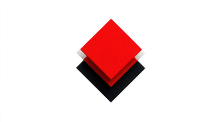 Discover a striking visual of stacked geometric shapes featuring bold red and black colors. This modern image captures minimalism and artistic design, perfect for creative projects.の素材