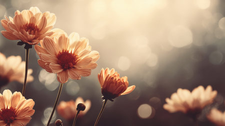 A stunning close-up of delicate flowers in soft focus. The image captures the beauty of nature with dreamy lighting, ideal for creative and nature-themed projects.の素材