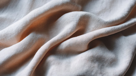 Capture the serene beauty of soft, natural textile fabric with gentle waves and subtle lighting. Ideal for artistic projects and elegant backgrounds.の素材