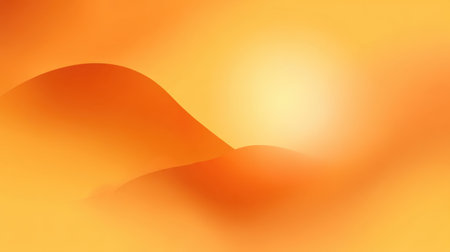 Experience a tranquil desert scene showcasing gentle dunes enveloped in a warm golden glow, capturing the essence of nature's beauty at dusk or dawn.の素材