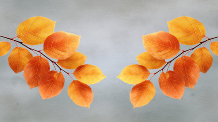 This stunning image showcases vibrant autumn leaves elegantly arranged on a soft background, capturing the essence of fall's beauty and warmth in nature.の素材