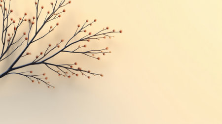 A tranquil image featuring a delicate branch adorned with soft buds against a gentle background, perfect for nature-inspired themes and minimalist designs.の素材