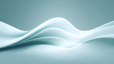 This image features fluid waves in soft light blue tones, creating a serene and calming background. Ideal for design projects that seek elegance and tranquility.の素材