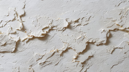 Close-up view of a textured plaster wall showing intricate patterns and creamy tones, perfect for backgrounds in art or design projects that require an elegant touch.の素材