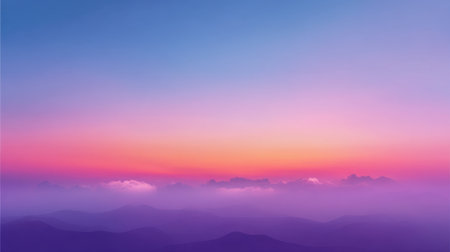 Captivating view of a mountain range at dawn, featuring a harmonious blend of soft gradient colors in the sky. The gentle layers create a peaceful atmosphere.の素材