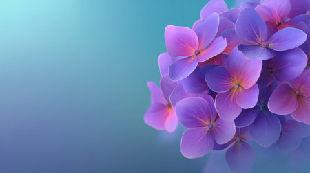 A stunning cluster of vibrant purple flowers against a soft gradient background, creating a serene and elegant atmosphere perfect for nature-themed projects or decor.の素材