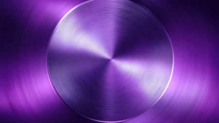 This abstract image features a sleek purple circular background with a smooth metallic texture and soft light reflections, perfect for modern design and creative projects.の素材