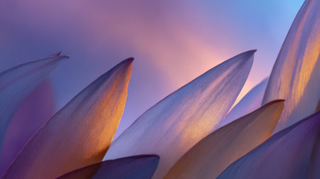 This image features soft petals captured in gentle light, showcasing a stunning interplay of warm and cool colors. Ideal for backgrounds or decor with a tranquil aesthetic.の素材