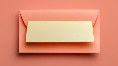 A chic coral envelope featuring a blank label area, ideal for adding personalized messages or branding. This image captures elegance and warmth for various design needs.の素材