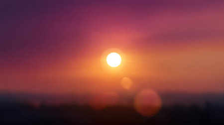 A captivating sunset image featuring a soft focus and vibrant colors, creating a tranquil atmosphere and a stunning view of nature's beauty at dusk.の素材