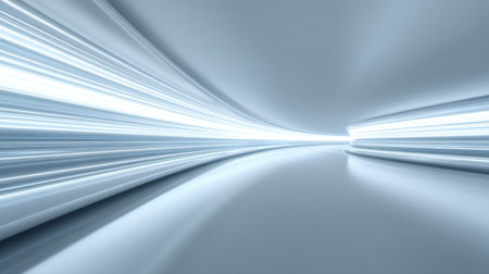 This abstract image features flowing light streaks in a smooth white background, ideal for technology themes and modern art projects, perfect for artistic expressions.の素材