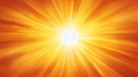 A stunning depiction of a bright solar burst radiating warm colors and dynamic light rays, ideal for backgrounds, designs, or any creative projects needing vibrant energy.の素材
