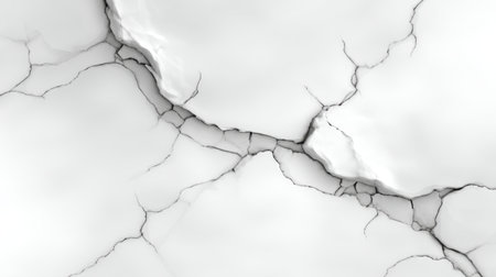 This image presents a close-up of an abstract cracked surface with unique patterns in white tones, perfect for modern decor, artistic projects, or design elements.の素材