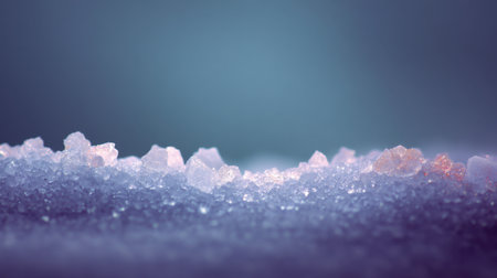 A macro view of glistening crystals on a soft background conveys a sense of tranquility and beauty, ideal for nature-themed projects or abstract art designs.の素材