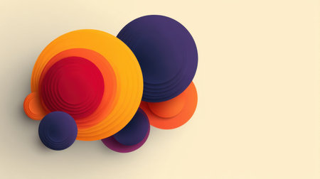 Bright and vibrant abstract circles in layered shades create a dynamic visual experience, ideal for art projects, modern designs, or creative inspirations.の素材