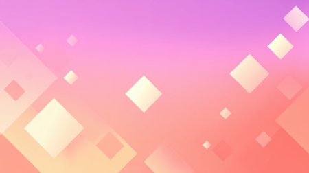 This soft gradient background features abstract squares in light tones of pink, orange, and white, ideal for modern design projects and creative applications.の素材