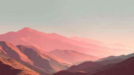 Discover a breathtaking landscape of soft pink mountains at dusk. The serene layers create a tranquil atmosphere perfect for relaxation and nature lovers.の素材