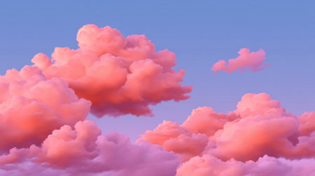 Experience a serene view of soft pink clouds against a clear blue sky during sunset. This beautiful landscape evokes tranquility and inspiration, perfect for nature themes.の素材