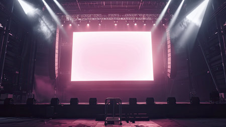 Billboard template at a concert venue, waiting to display your music or entertainment brandの素材