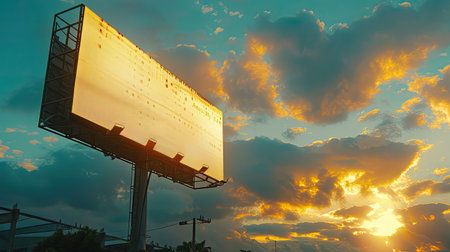 Billboard template at a festival grounds, waiting to promote eventsの素材