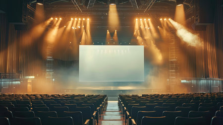 Billboard template at a concert venue, waiting to display your music or entertainment brandの素材