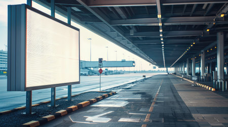 Blank billboard on an airport approach, ideal for reaching travelersの素材