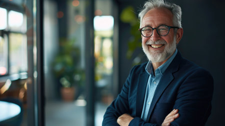 Happy older professional manager with a confident smile, symbolizing success and leadershipの素材