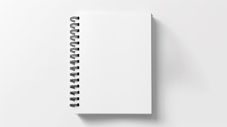 Isolated blank closed spiral notepad mockup on a white backgroundの素材