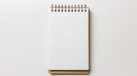 Isolated mockup of a blank closed spiral-bound notepad on white backgroundの素材