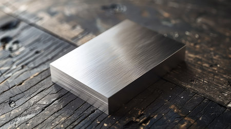 Professional template featuring a brushed metal business card, emphasizing durability and styleの素材