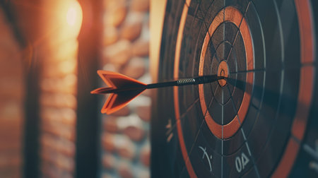 Arrow hitting target center, representing business successの素材