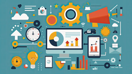 Digital marketing development plan on screen, startup conceptの素材