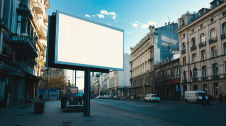 Blank billboard in a historical city center, ideal for cultural eventsの素材