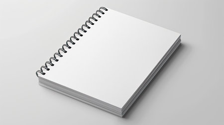 Closed spiral notepad, blank mockup isolated on a white backgroundの素材
