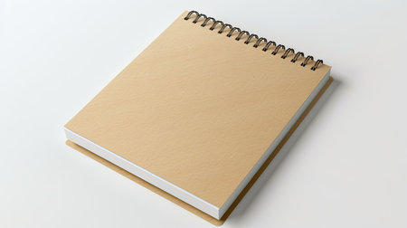 Isolated mockup of a closed blank spiral notepad on white backdropの素材