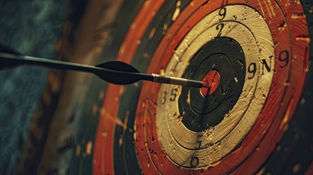 Arrow hitting bullseye target, business goals and successの素材