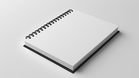 Blank closed spiral-bound notepad mockup, realistic and isolated on whiteの素材