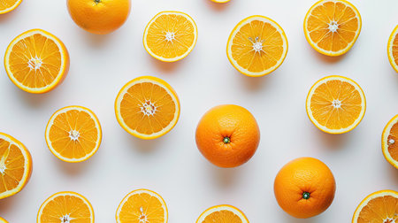 Close-up view of fresh oranges on a white background. Perfect for health and nutrition imagery.の素材