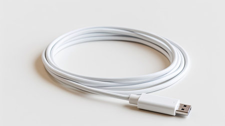 White background with USB Type A to C mobile data cable, modern connectivity solutionsの素材