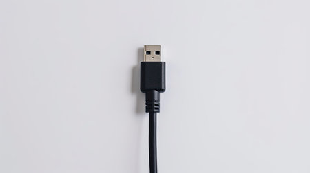 Isolated mobile data cable USB Type A to C, phone connector on white background -の素材