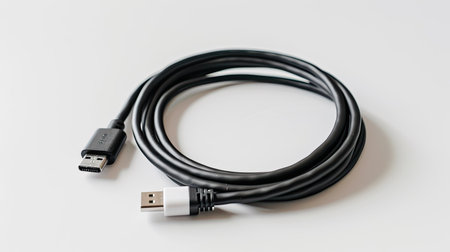 Isolated phone USB Type A to C cable on white background, mobile data connectorの素材