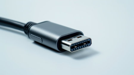 Isolated USB Type A to C phone connector on white background, mobile data cableの素材